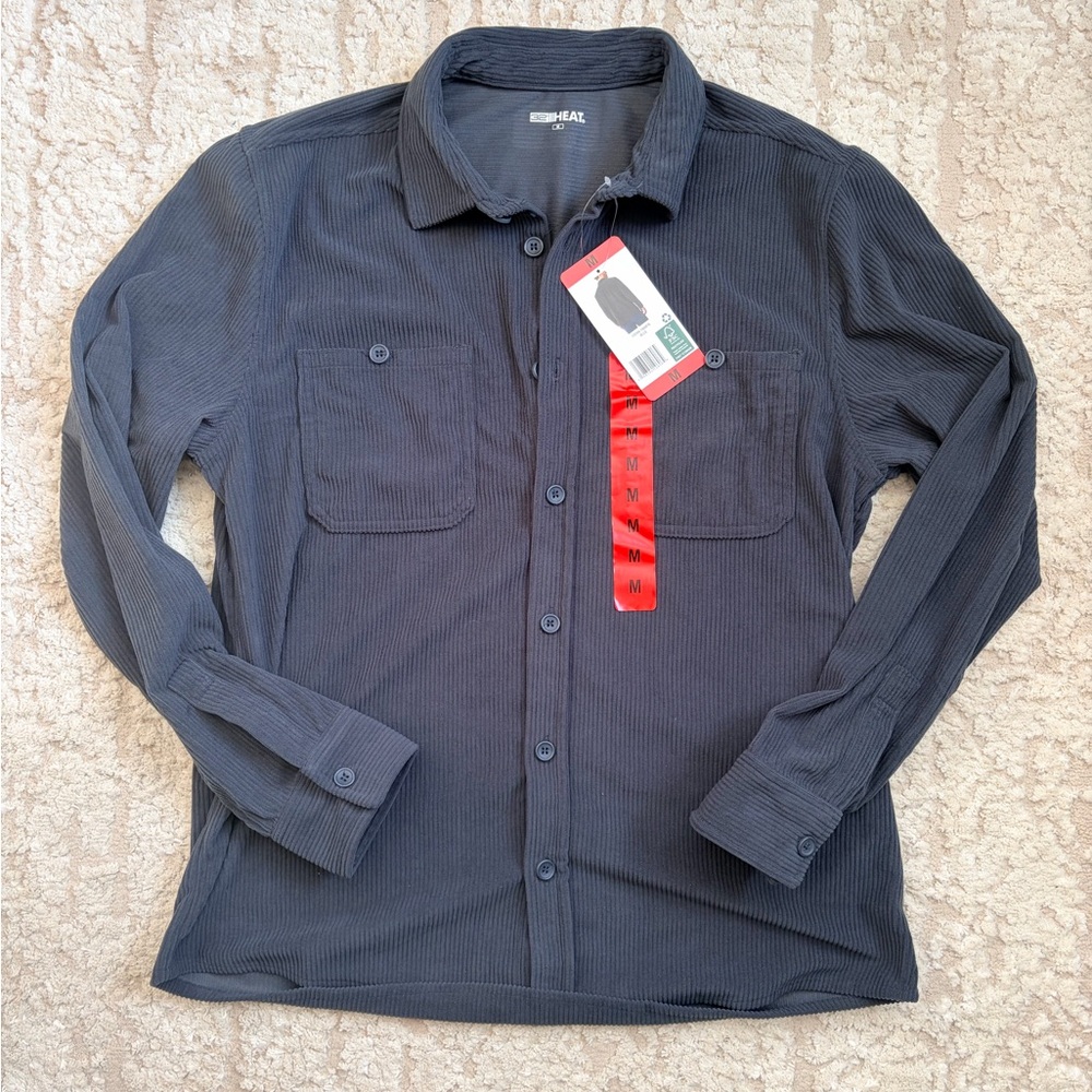 NEW 32 Degrees Men's Casual Button Down Shirt - Dark Blue Gray M - Picture 5 of 14